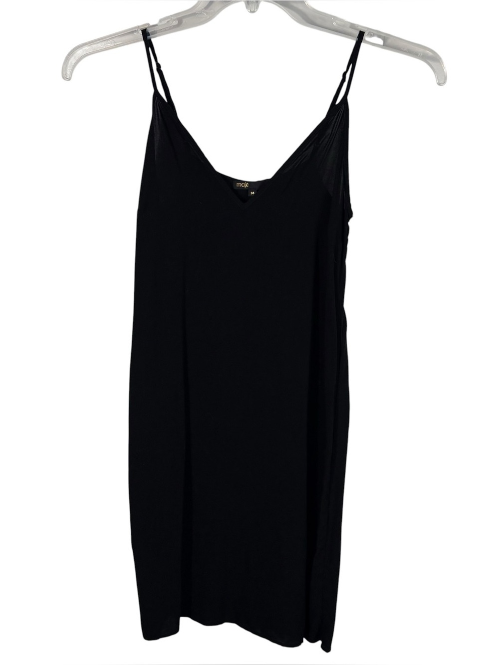 Maje Solid Black Lightweight Tank Top Slip Mini Dress 34 Liner LBD 100% Viscose